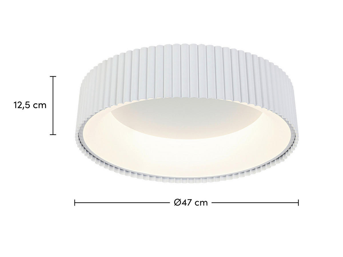 DECKENLEUCHTE  47/12,5 cm    - Weiß, Design, Kunststoff/Metall (47/12,5cm) - Collet's Monde