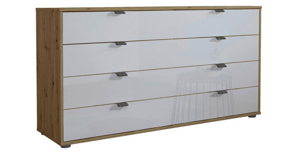 SIDEBOARD  141/70/43 cm 4 Schublade(n)  - Schieferfarben/Eiche Bianco, KONVENTIONELL, Glas/Holzwerkstoff (141/70/43cm) - Dieter Knoll