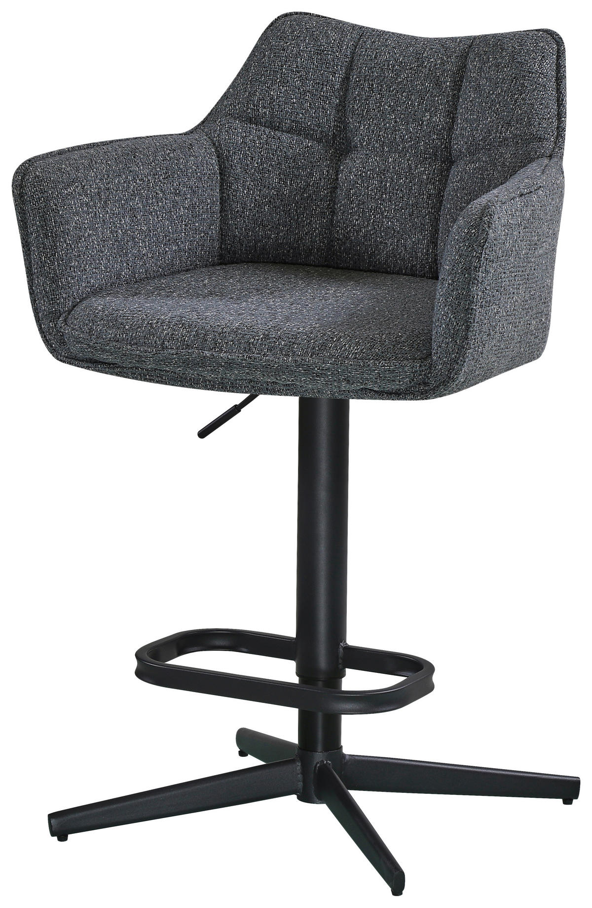 TRESENSESSEL Webstoff Grau, Schwarz Eisen Sitzfläche 360° drehbar, Stoffauswahl  - Schwarz/Grau, Design, Textil/Metall (56/88-108/53cm) - Hom`in