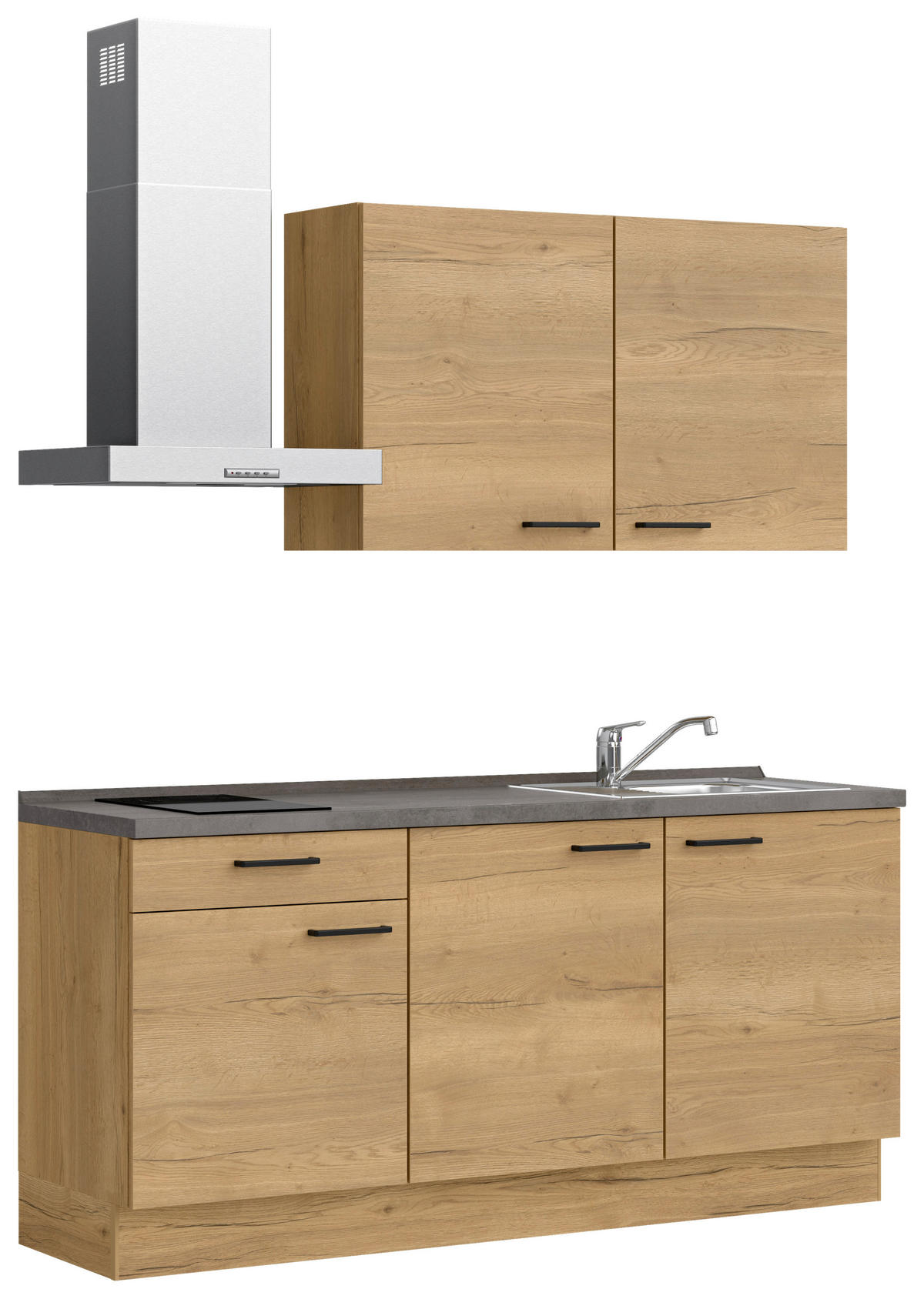 KÜCHENBLOCK 180 cm   in Eichefarben, Schieferfarben  - Schieferfarben/Eichefarben, MODERN, Holzwerkstoff/Metall (180cm) - Nobilia