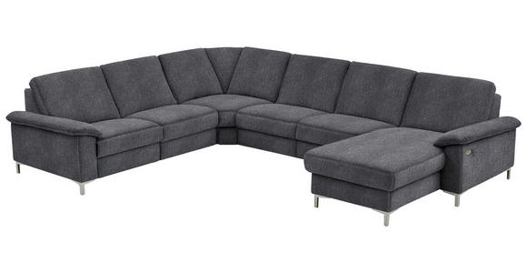 WOHNLANDSCHAFT in Chenille Dunkelgrau - Dunkelgrau/Alufarben, Design, Textil/Metall (265/333/170cm) - Dieter Knoll