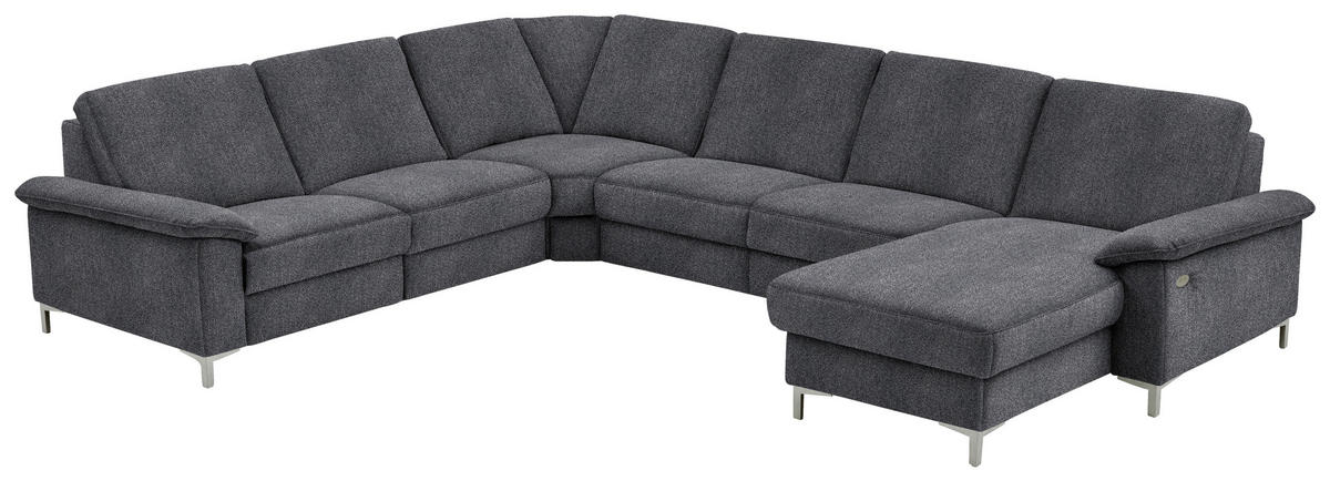 WOHNLANDSCHAFT in Chenille Dunkelgrau  - Dunkelgrau/Alufarben, Design, Textil/Metall (265/333/170cm) - Dieter Knoll