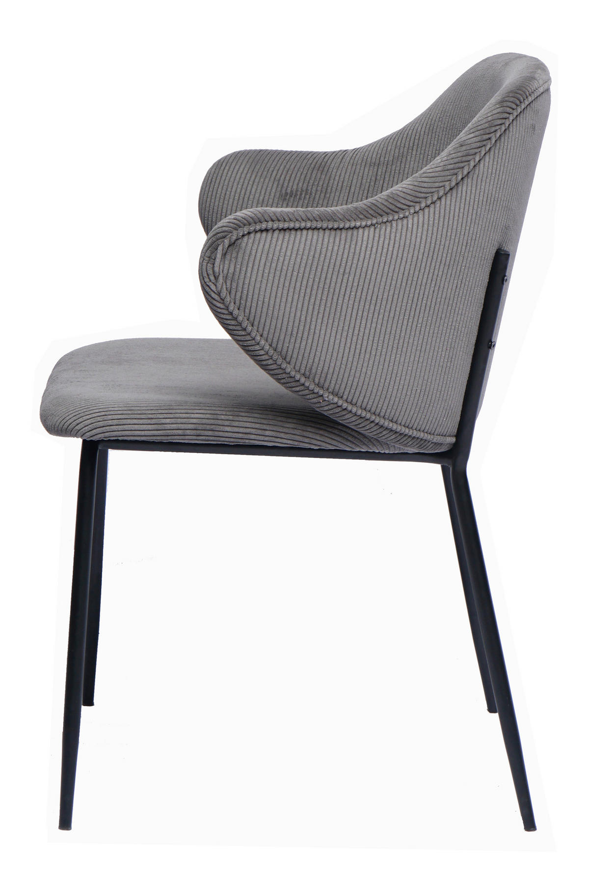 ARMLEHNSTUHL-SET 2 Stück  in Cord  - Schwarz/Grau, MODERN, Textil/Metall (54/83/55cm) - Livetastic