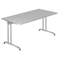SCHREIBTISCH 160/80/72 cm  in Grau  - Silberfarben/Grau, KONVENTIONELL, Holzwerkstoff/Metall (160/80/72cm) - Venda