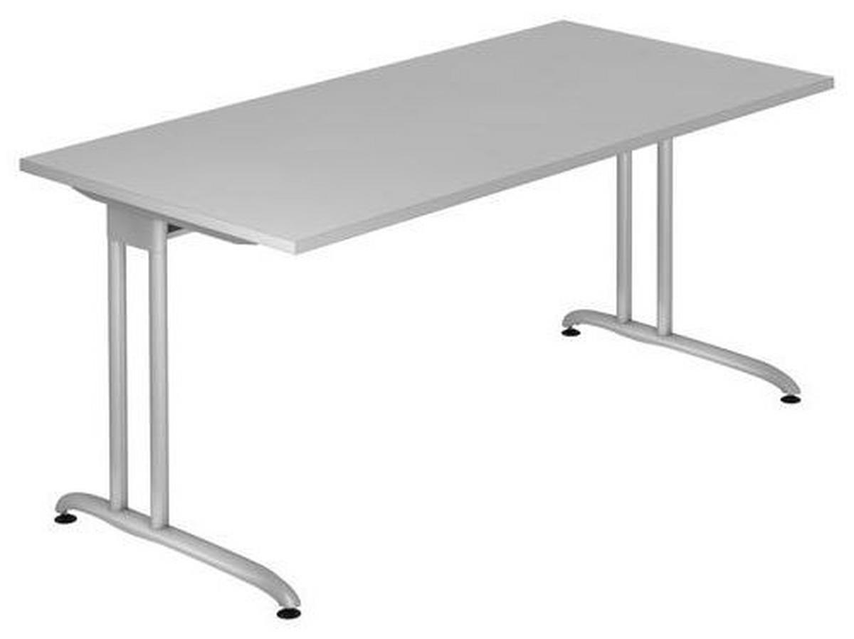 SCHREIBTISCH 160/80/72 cm  in Grau  - Silberfarben/Grau, KONVENTIONELL, Holzwerkstoff/Metall (160/80/72cm) - Venda
