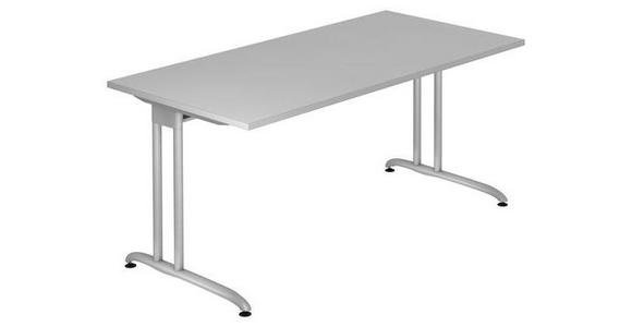 SCHREIBTISCH 160/80/72 cm  in Grau  - Silberfarben/Grau, KONVENTIONELL, Holzwerkstoff/Metall (160/80/72cm) - Venda