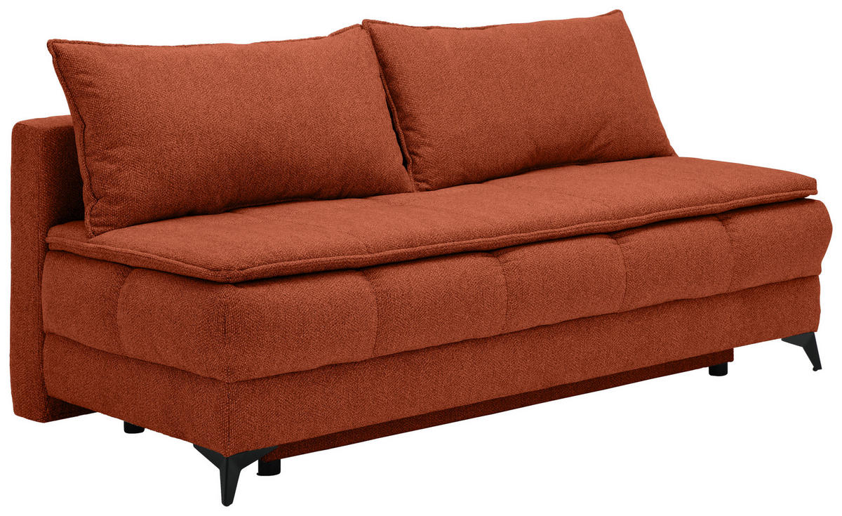 SCHLAFSOFA in Flachgewebe Rostfarben  - Rostfarben/Schwarz, Design, Textil/Metall (197/95/92cm) - Stylife