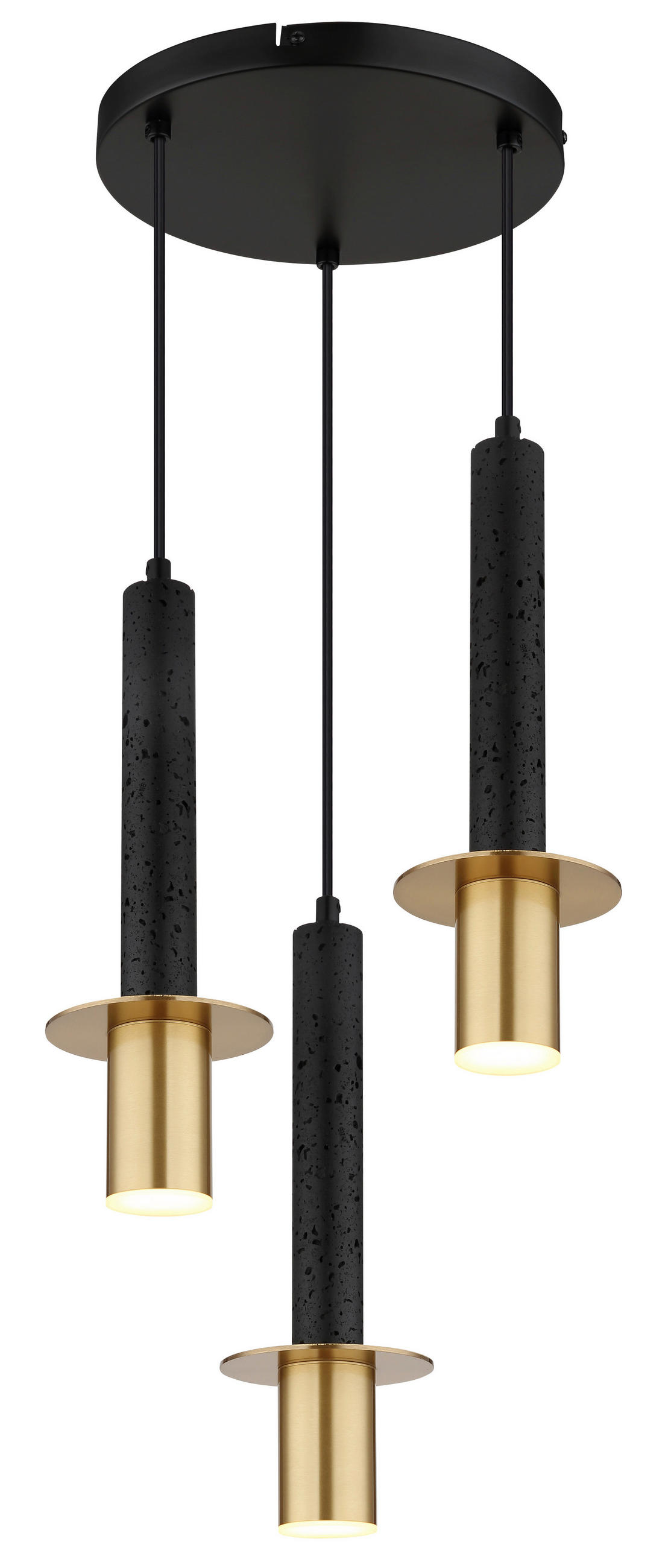 HÄNGELEUCHTE Shanna 33/130 cm  - Messingfarben/Schwarz, Design, Kunststoff/Stein (33/130cm) - Globo