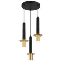 HÄNGELEUCHTE Shanna 33/130 cm  - Messingfarben/Schwarz, Design, Kunststoff/Stein (33/130cm) - Globo