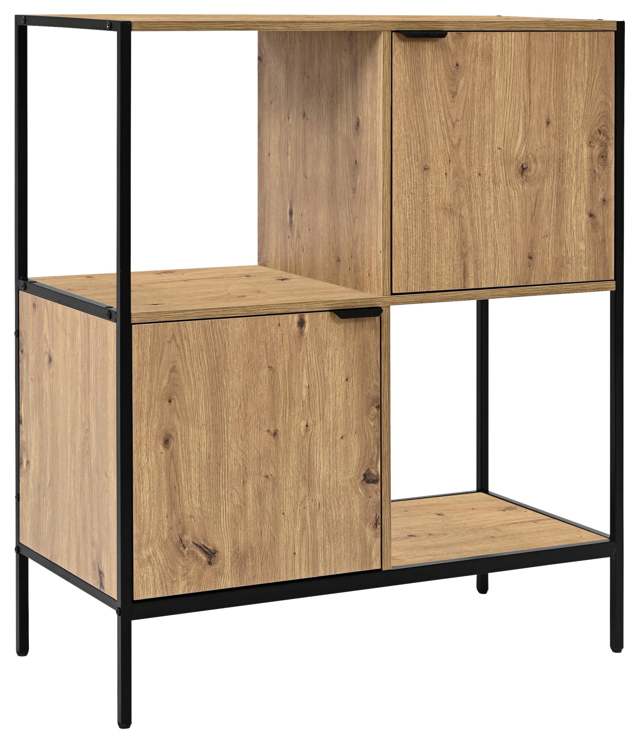 Carryhome Aktenregal Schwarz, Eiche Artisan 84x100x40 cm