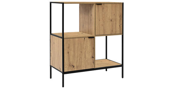 AKTENREGAL 84/100/40 cm  - Schwarz/Eiche Artisan, Design, Holzwerkstoff/Metall (84/100/40cm) - Carryhome