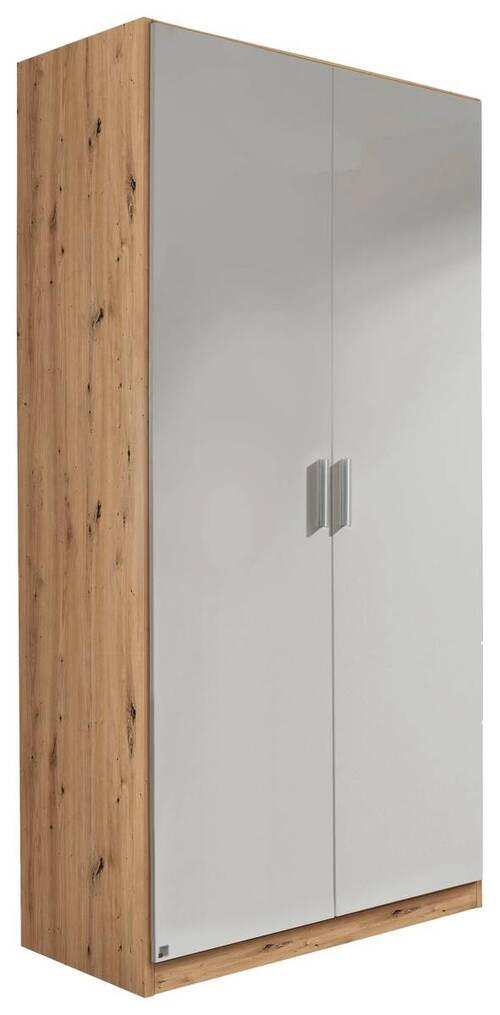 DREHTÜRENSCHRANK 91/210/54 cm 2-türig Hellgrau, Eiche Artisan  - Hellgrau/Alufarben, Design, Holzwerkstoff/Kunststoff (91/210/54cm) - Carryhome