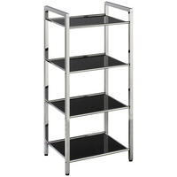 REGAL Schwarz, Edelstahlfarben  - Edelstahlfarben/Schwarz, Design, Glas/Kunststoff (30/87/40,5cm)