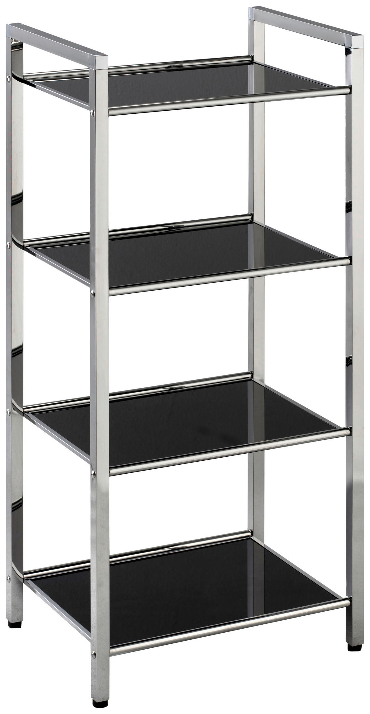 REGAL Schwarz, Edelstahlfarben  - Edelstahlfarben/Schwarz, Design, Glas/Kunststoff (30/87/40,5cm)