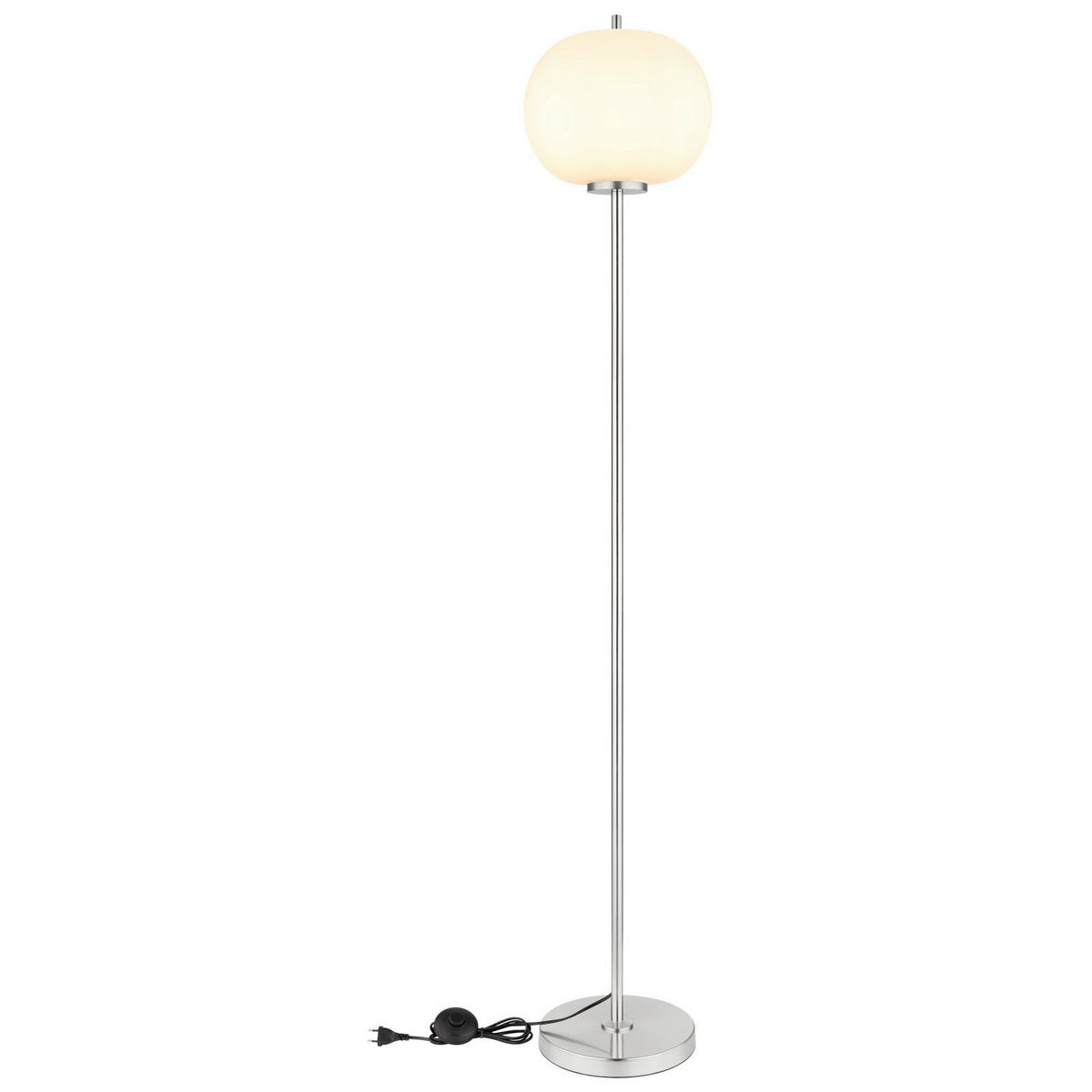 STOJACIA LAMPA, 30/160 cm  - niklová, Konventionell, kov/sklo (30/160cm)