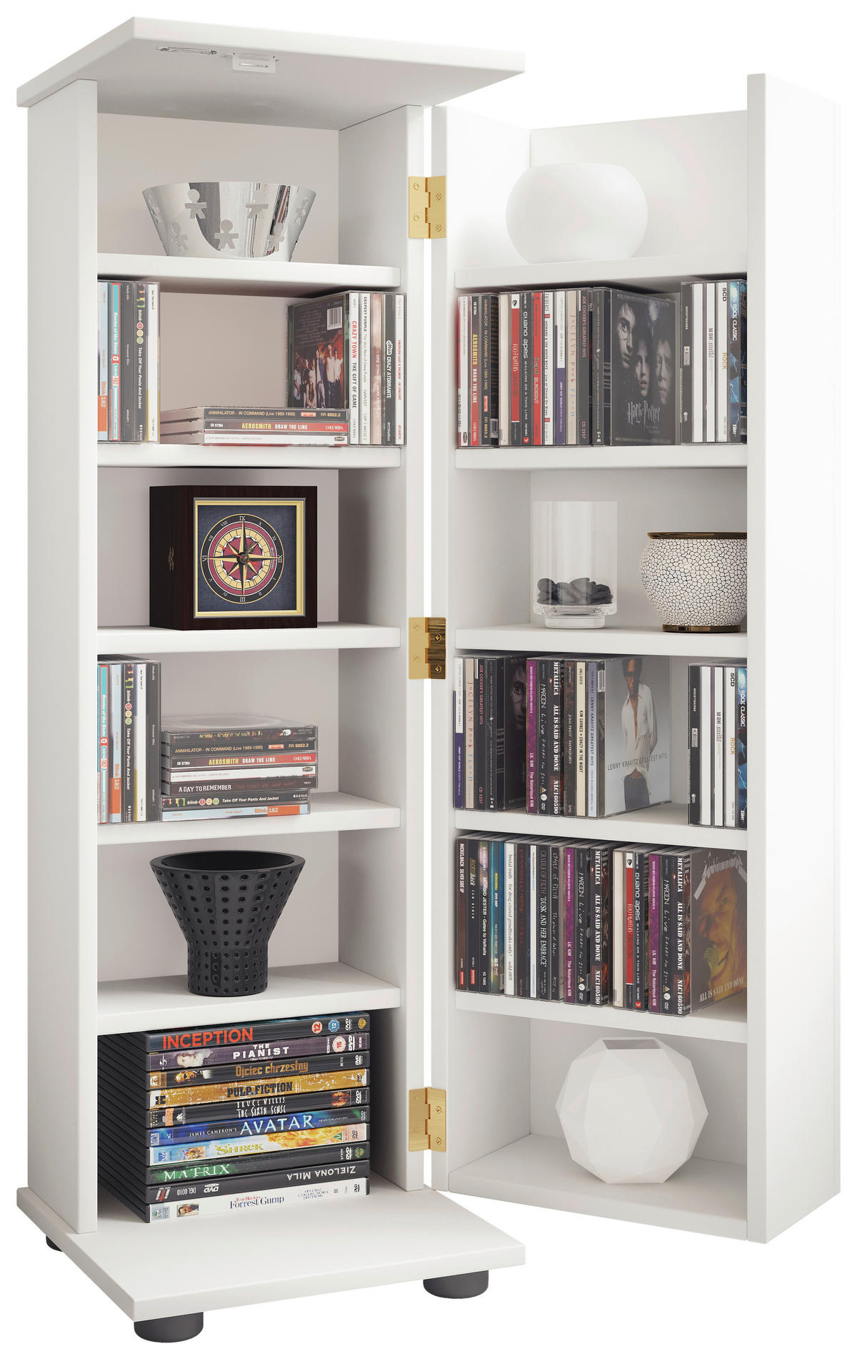 CD-REGAL - Weiss/Schwarz, Design, Holzwerkstoff/Kunststoff (31/93/31cm) - MID.YOU