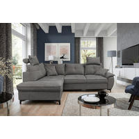 ECKSOFA SOLEI in Chenille Dunkelgrau  203/265 cm  - Dunkelgrau/Schwarz, Design, Kunststoff/Textil (203/265cm) - MID.YOU