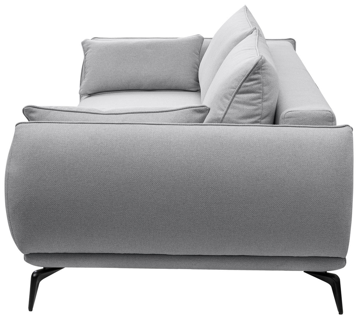 3-SITZER-SOFA in Webstoff Grau  - Creme/Schwarz, Modern, Textil/Metall (249/86/118cm) - MID.YOU