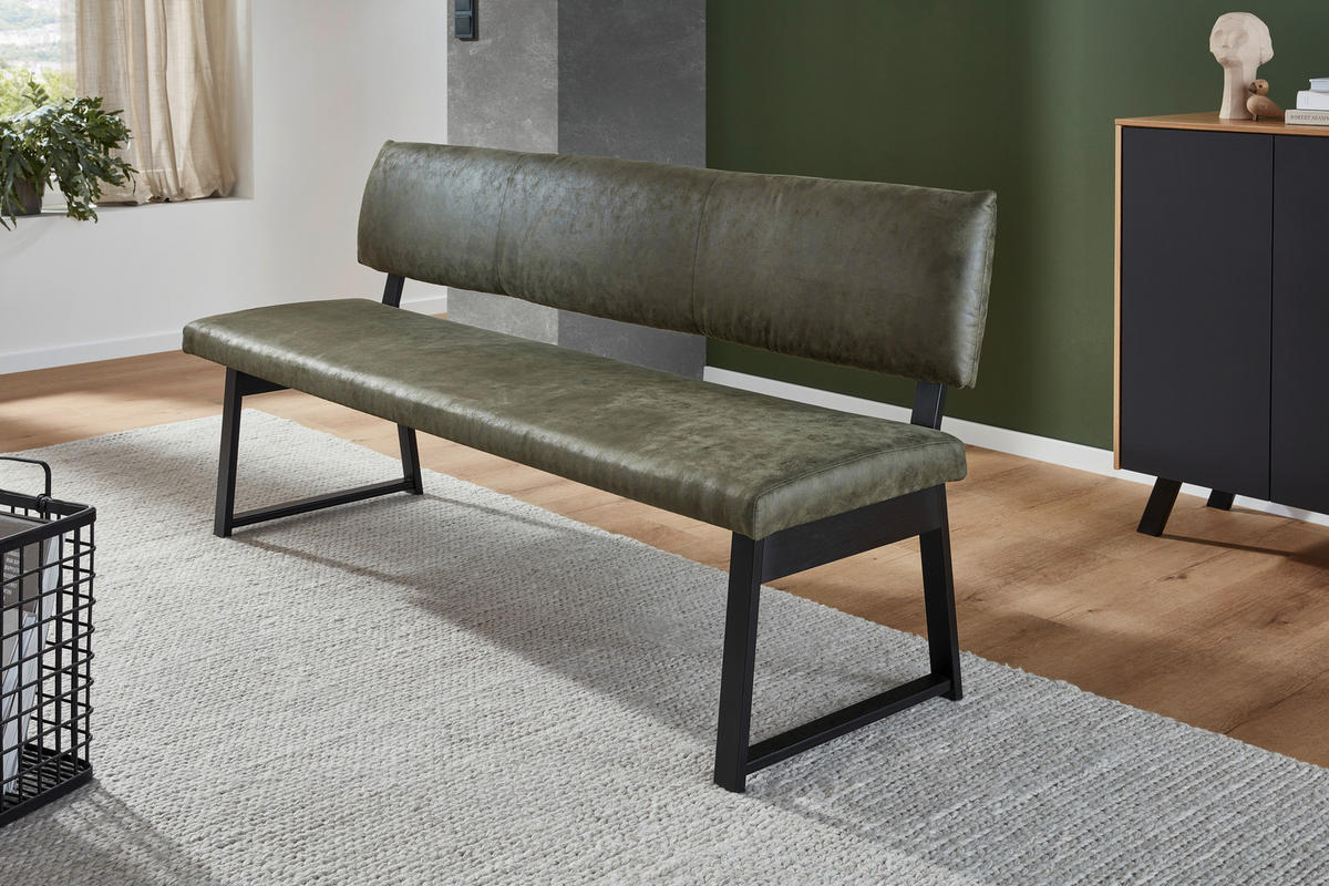 SITZBANK 180/86/58 cm  in Schwarz, Dunkelgrün  - Dunkelgrün/Schwarz, KONVENTIONELL, Textil/Metall (180/86/58cm) - Valnatura