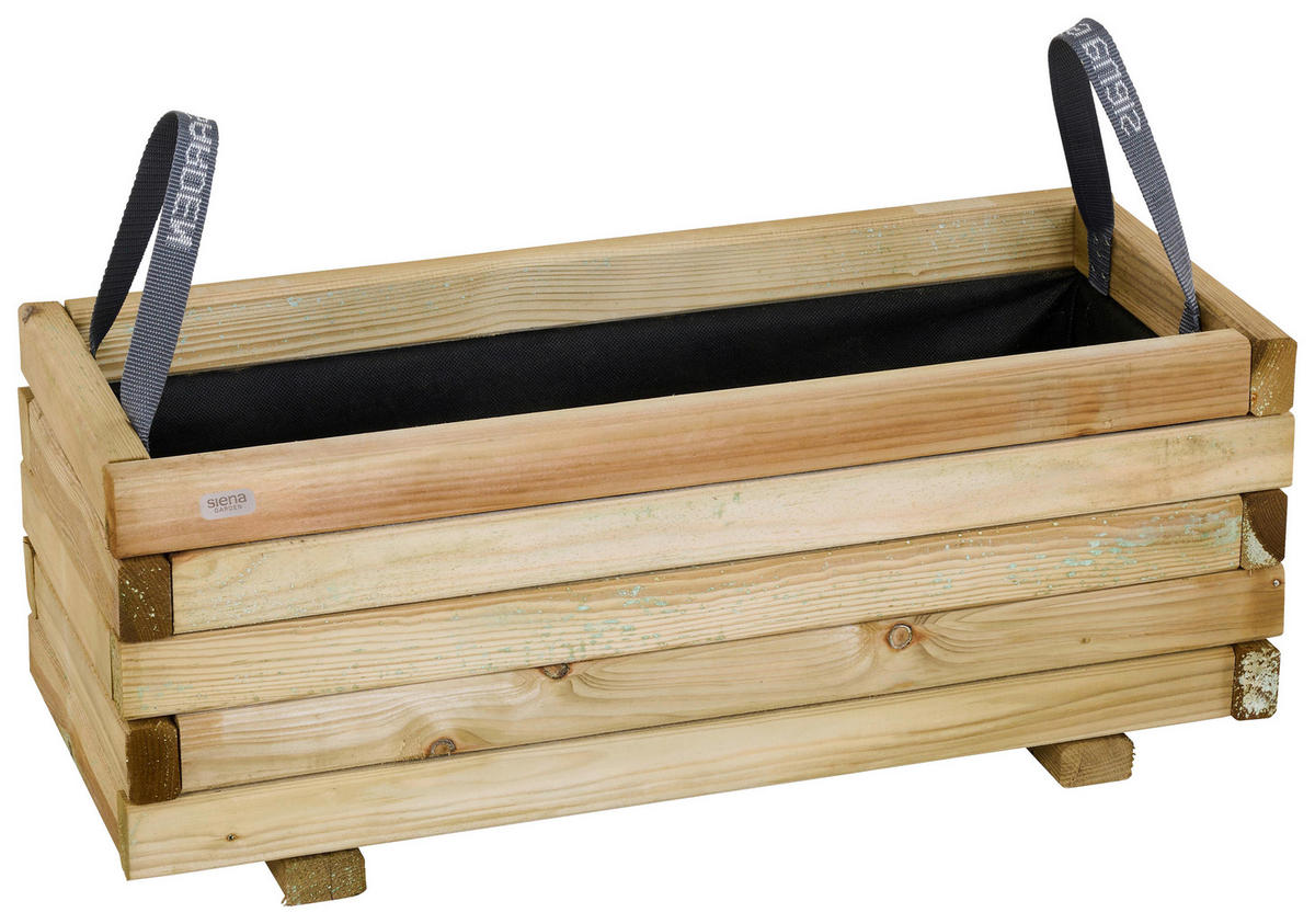 BLUMENKASTEN  - Schwarz/Kieferfarben, Basics, Holz/Textil (70/30/30cm) - Siena Garden