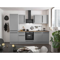 KÜCHENBLOCK 280 cm   in Grau, Eichefarben  - Eichefarben/Schwarz, Design, Holzwerkstoff/Kunststoff (280cm) - MID.YOU