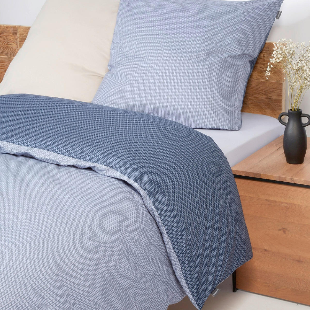 BETTWÄSCHE SILVA Renforcé 155/220 cm  - Blau, Basics, Textil (155/220cm)