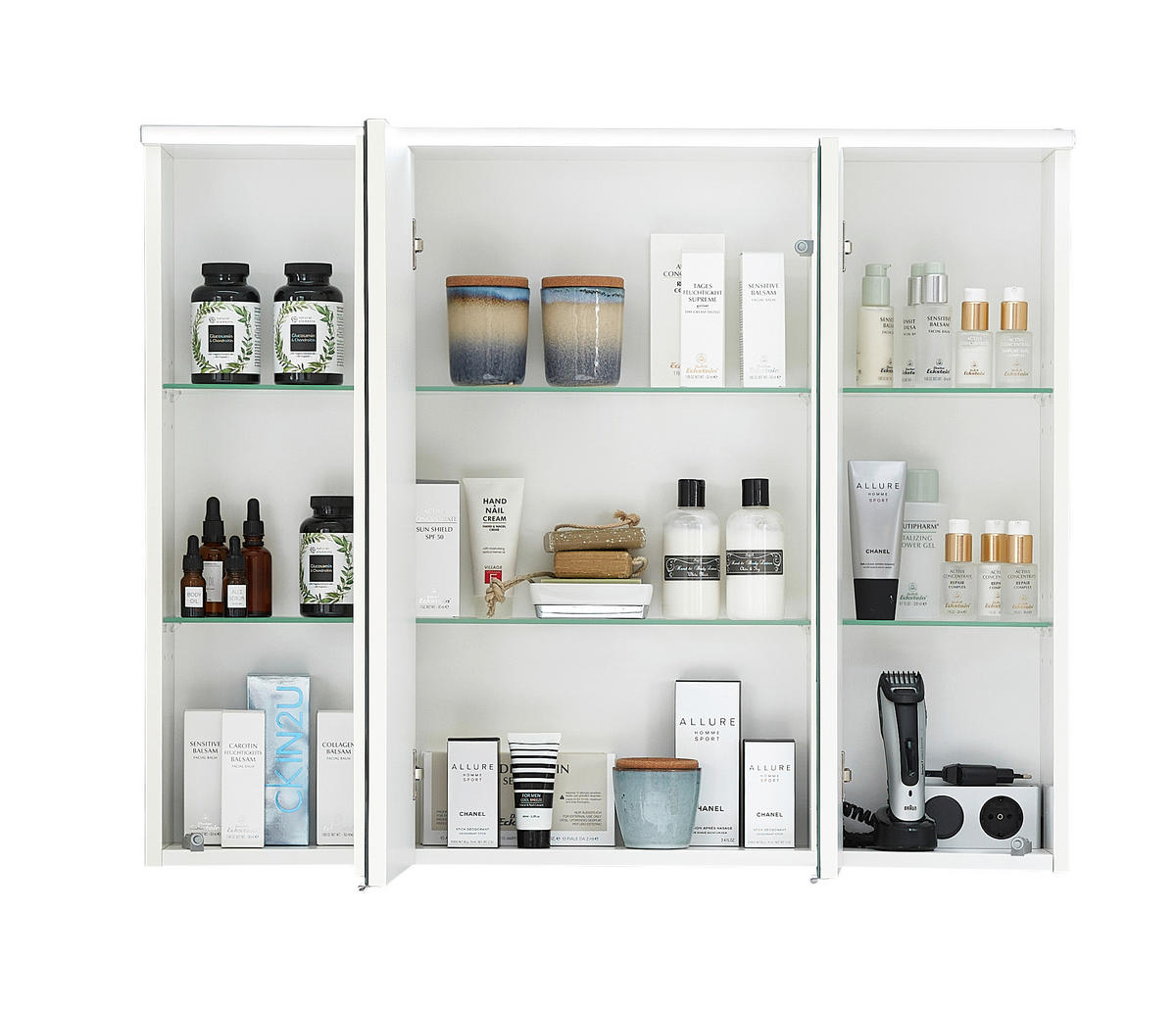 SPIEGELSCHRANK 90/72/20 cm  - Chromfarben/Weiß, MODERN, Glas/Holzwerkstoff (90/72/20cm) - Sadena
