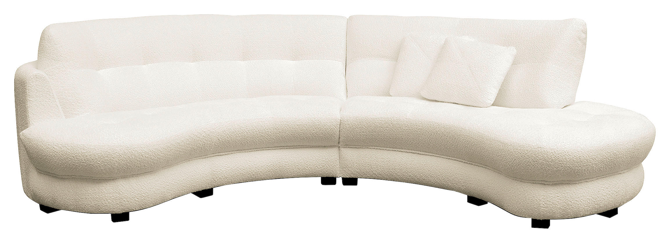 ECKSOFA Rundform  Weiß Bouclé  - Schwarz/Weiß, Design, Kunststoff/Textil (300/113cm) - Livetastic