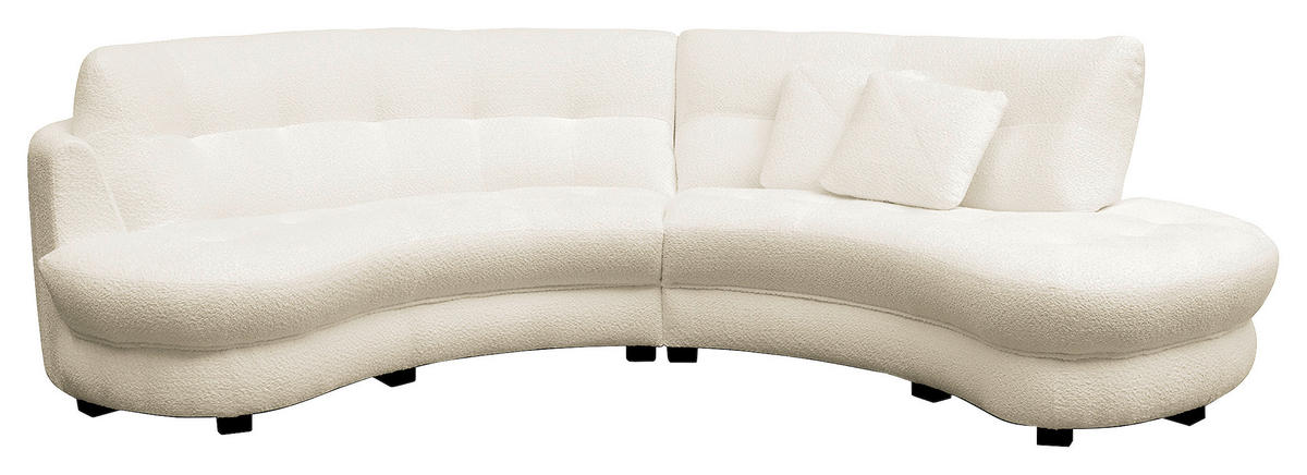 ECKSOFA Rundform  Weiß Bouclé  - Schwarz/Weiß, Design, Kunststoff/Textil (300/113cm) - Livetastic