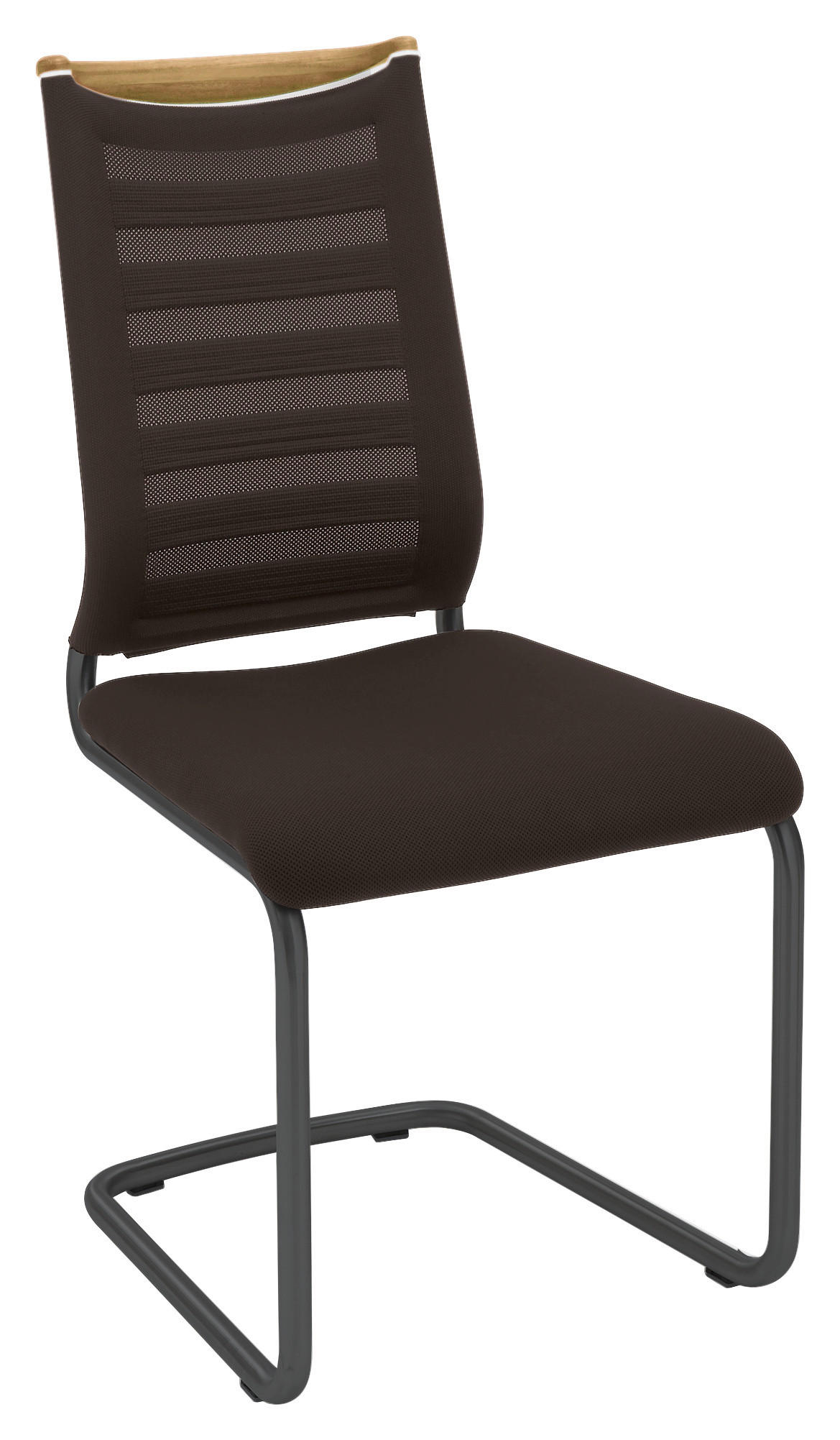 SCHWINGSTUHL  in Flachgewebe, Netz  - Eichefarben/Anthrazit, Design, Holz/Textil (47/99/59cm) - Venjakob