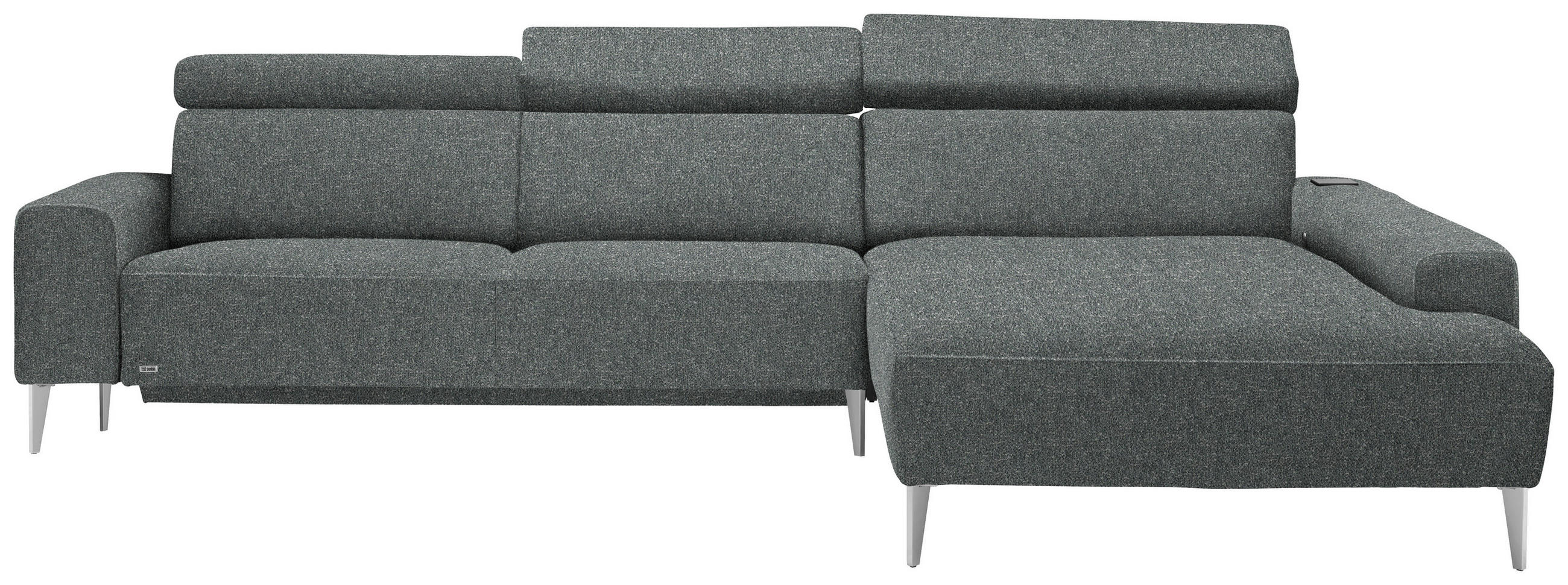 ECKSOFA  in Mikrovelours Graugrün  308/205 cm  - Alufarben/Graugrün, Design, Textil (308/205cm) - Sedda