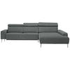 ECKSOFA  in Mikrovelours Graugrün  308/205 cm  - Alufarben/Graugrün, Design, Textil (308/205cm) - Sedda