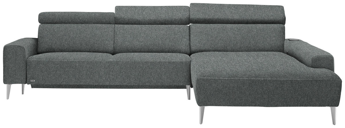 ECKSOFA  in Mikrovelours Graugrün  308/205 cm  - Alufarben/Graugrün, Design, Textil (308/205cm) - Sedda