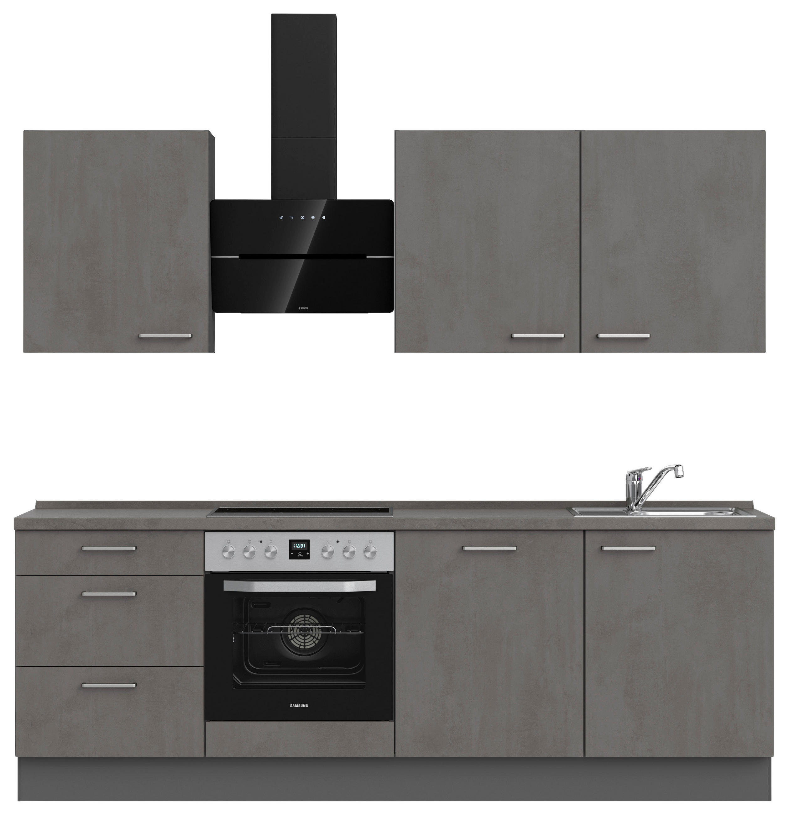 KÜCHENLEERBLOCK 240 cm   in Schieferfarben  - Schieferfarben/Edelstahlfarben, MODERN, Holzwerkstoff/Metall (240cm) - Nobilia