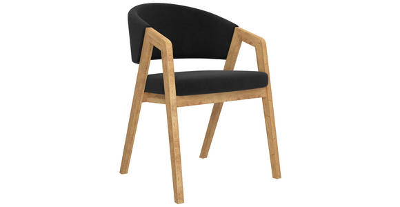 ARMLEHNSTUHL in Mikrofaser - Schwarz, KONVENTIONELL, Holz/Textil (59/96/60cm) - Carryhome