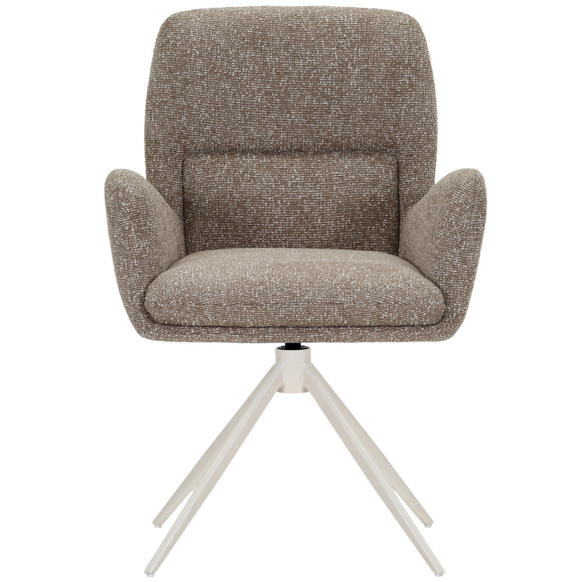 ARMLEHNSTUHL  Wippfunktion, Sitzfläche 360° drehbar, automatische Rückholfunktion Webstoff  Creme, Hellbraun  - Hellbraun/Creme, MODERN, Textil/Metall (63/91/65cm) - Hom`in