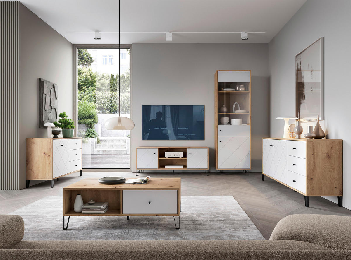 SIDEBOARD  in 183,4/75,2/40 cm  - Schwarz/Weiß, Design, Holzwerkstoff/Metall (183,4/75,2/40cm) - Boxxx