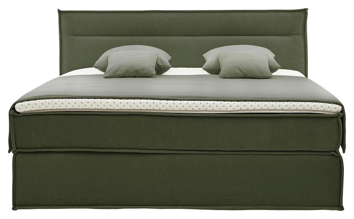 BOXSPRINGBETT 180/200 cm  in Olivgrün  - Schwarz/Olivgrün, Design, Textil (180/200cm) - Musterring