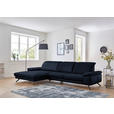 ECKSOFA in Echtleder Dunkelblau  - Schwarz/Dunkelblau, Design, Leder/Metall (193/328cm) - Dieter Knoll