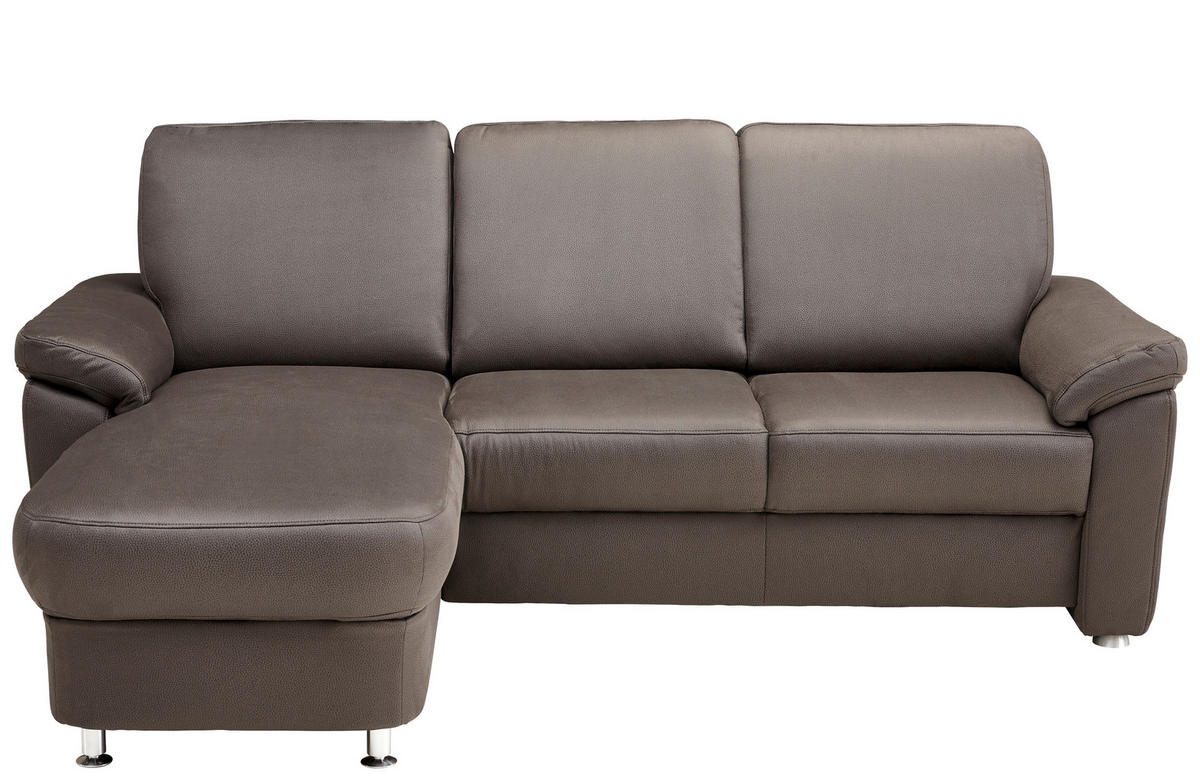 ECKSOFA Flachgewebe Dunkelgrau  - Chromfarben/Dunkelgrau, Konventionell, Textil/Metall (163/220cm) - Beldomo System
