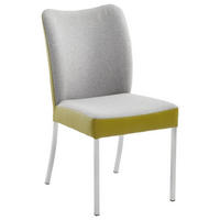 STUHL Kombination Echtleder/Stoff Grau, Grün, Edelstahlfarben  - Edelstahlfarben/Grau, Design, Leder/Textil (46/89/63cm) - Bert Plantagie