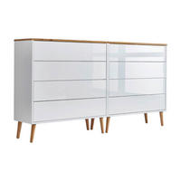 SIDEBOARD Mailand Set 1 + HF  in 158/86/33 cm  - Weiß Hochglanz/Eiche Artisan, MODERN, Holz/Holzwerkstoff (158/86/33cm) - MID.YOU