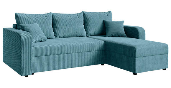 ECKSOFA  in Cord Türkis  - Türkis/Schwarz, KONVENTIONELL, Kunststoff/Textil (238/144cm) - Carryhome