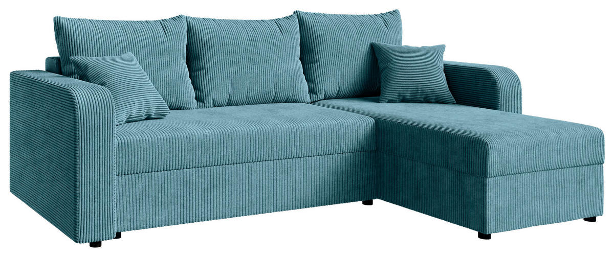 ECKSOFA Türkis Cord  - Türkis/Schwarz, KONVENTIONELL, Kunststoff/Textil (140/240cm) - Carryhome