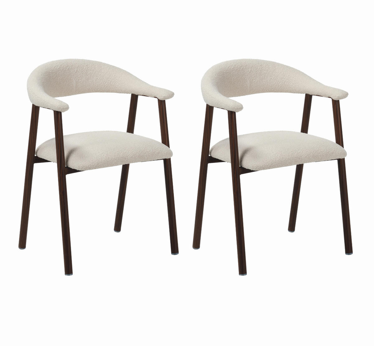 STUHL-SET 2 Stück  in Stahl Bouclé  - Elfenbein, MODERN, Textil/Metall (55/82/55cm) - Livetastic