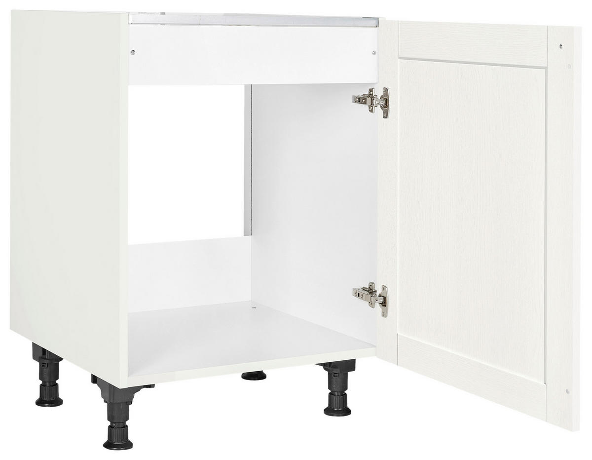 SPÜLENUNTERSCHRANK 60/87/56 cm  in Weiß  - Edelstahlfarben/Weiß, MODERN, Holzwerkstoff/Metall (60/87/56cm) - Nobilia