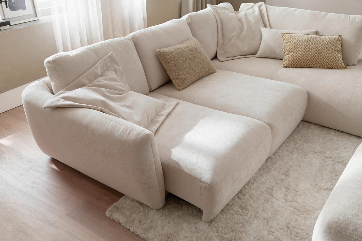 ECKSOFA  in Chenille Naturfarben  310/224 cm  - Schwarz/Naturfarben, KONVENTIONELL, Kunststoff/Textil (310/224cm) - Hom`in