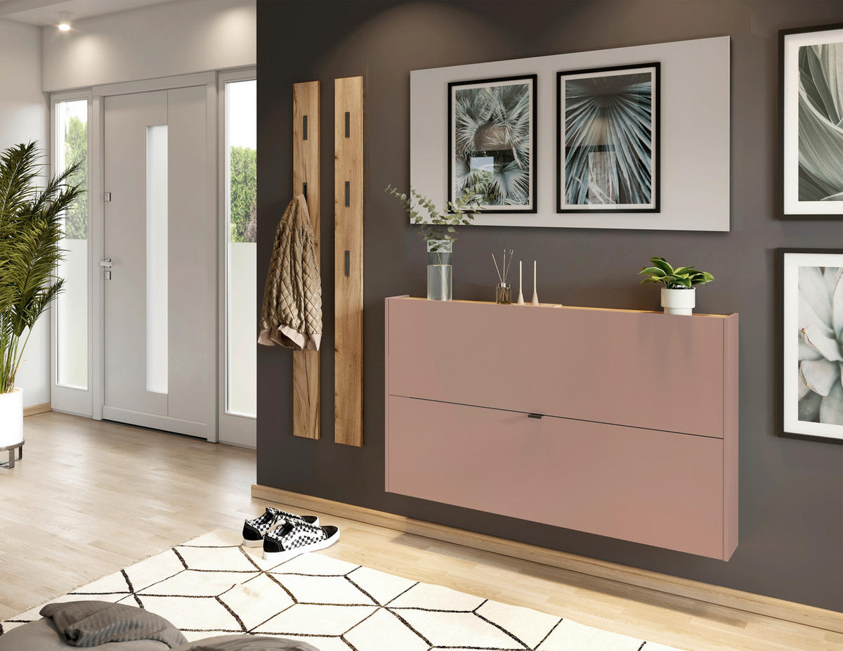 HÄNGESCHUHSCHRANK Eichefarben, Rostfarben  - Eichefarben/Rostfarben, Design, Holzwerkstoff/Metall (140/83/18cm)