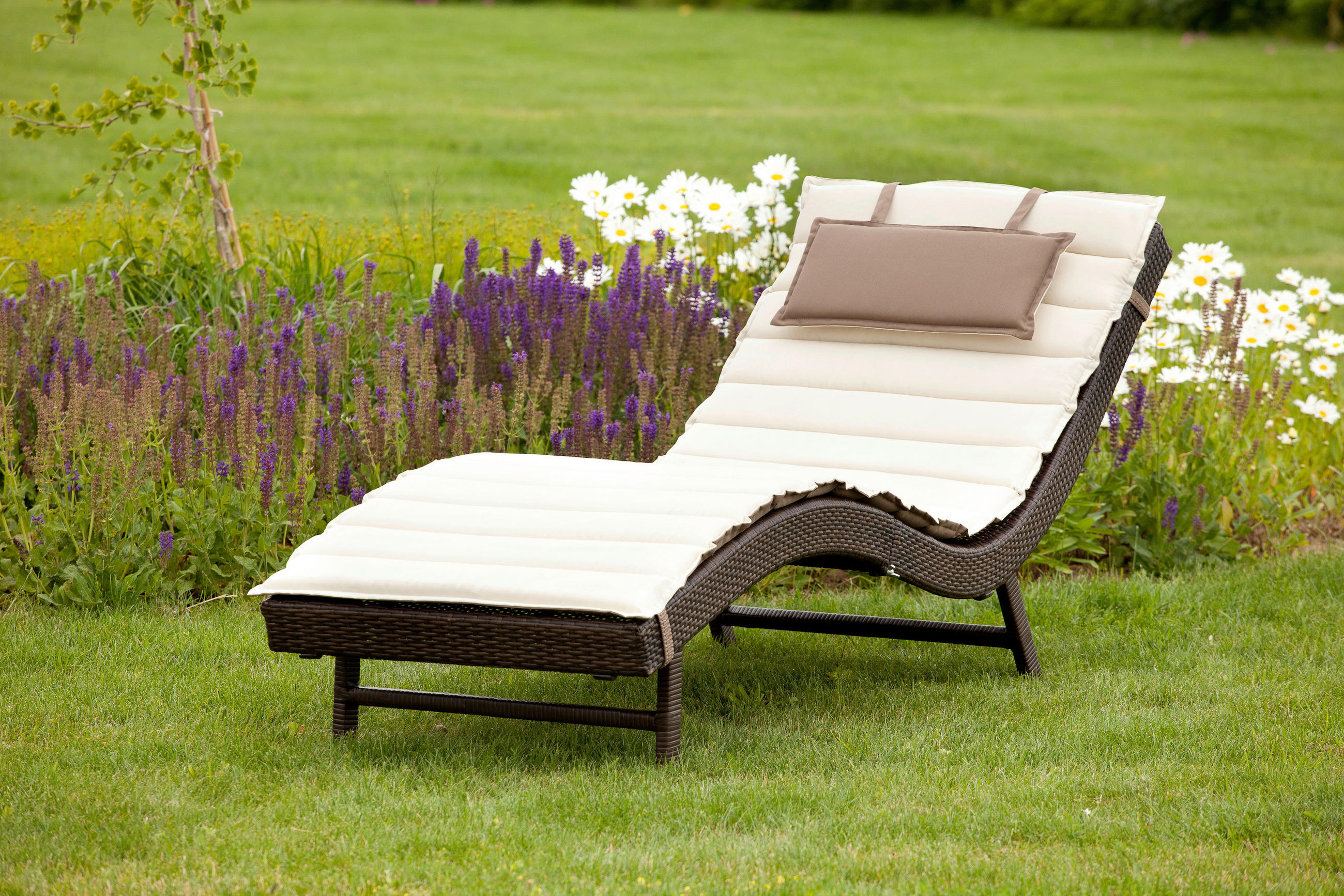 GARTENLIEGE 188/75/66 cm - Taupe/Beige, MODERN, Kunststoff/Metall (188/75/66cm) - Gardenson