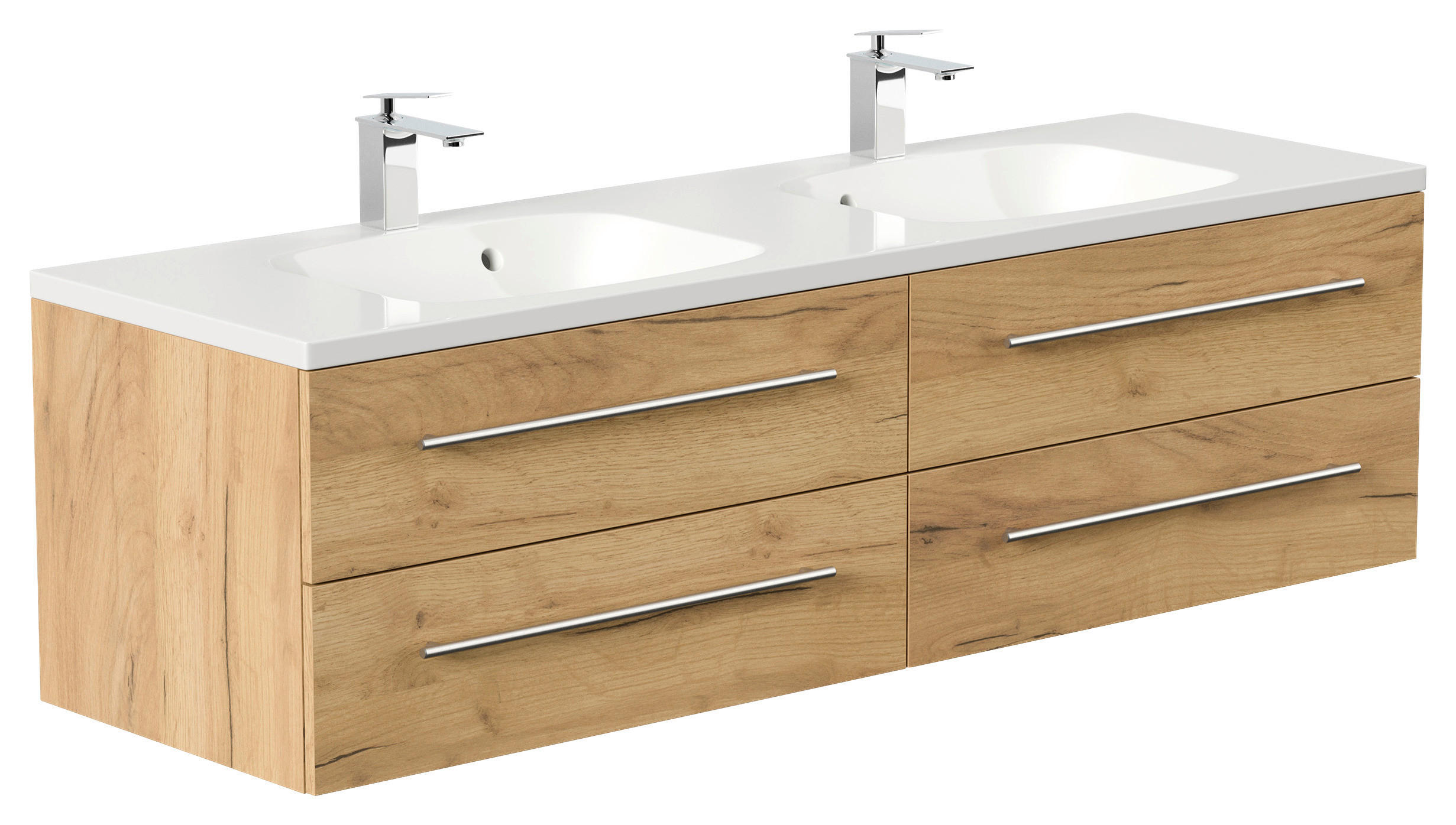 WASCHTISCHKOMBI 160 cm  - Eichefarben/Weiß, Basics, Holzwerkstoff/Stein (160cm) - MID.YOU